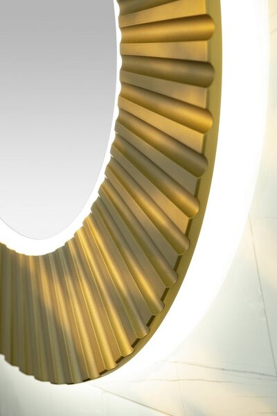 Sapho Sapho, PRIDE STRIP kulaté zrcadlo s LED osvětlením v rámu, průměr 75cm, zlato, PD750