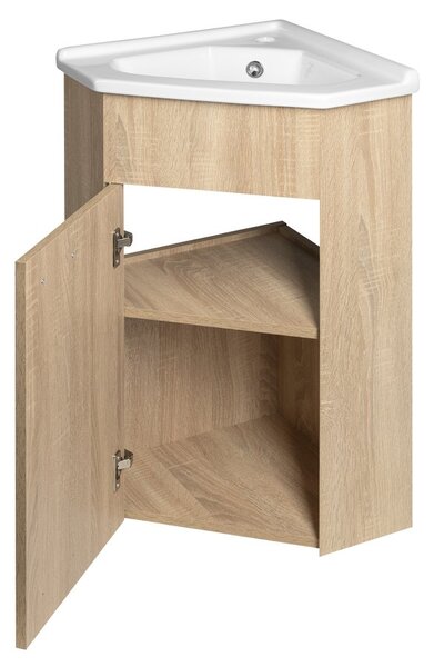 Aqualine Aqualine, ZOJA rohová umyvadlová skříňka 39x74x39cm, dub platin, 50346