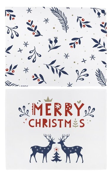 Vánoční látkové prostírání v sadě 2 ks 45x35 cm Merry Blue Christmas - Butter Kings