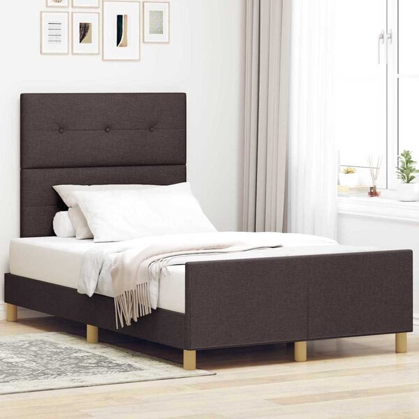 Rám postele s čelo Tmavě hnědá 120 x 190 cm textil 3344714