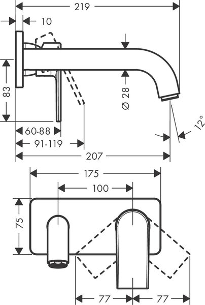 Hansgrohe Vernis Shape umyvadlová baterie pod omítku černá 71578670