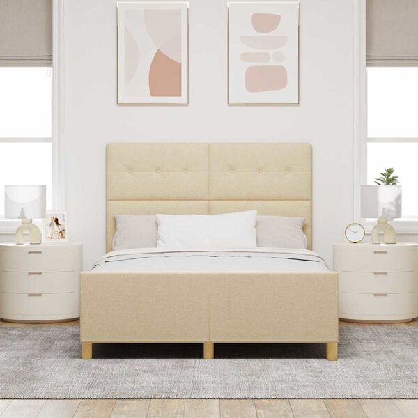 Rám postele s čelo Krémová 140 x 190 cm textil 3344730