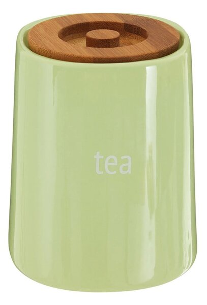 Zelená dóza na čaj s bambusovým víkem Premier Housewares Fletcher, 800 ml