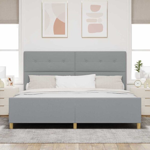 Rám postele s čelo Světle šedá 200 x 200 cm textil 3344753