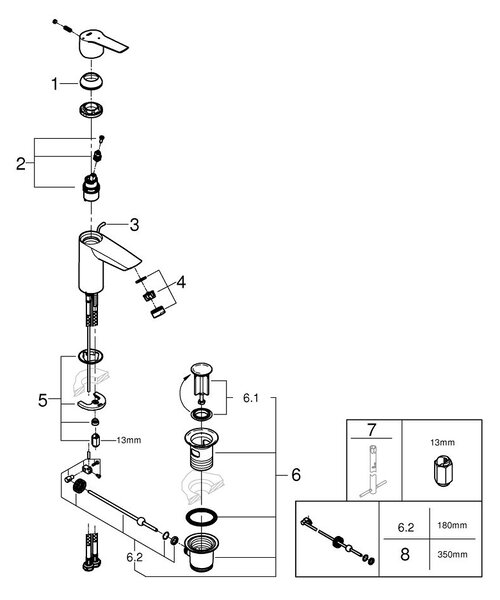 Grohe Start umyvadlová baterie stojící StarLight Chrome 31137002