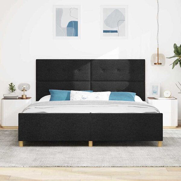 Rám postele s čelo Černá 200 x 200 cm textil 3344755