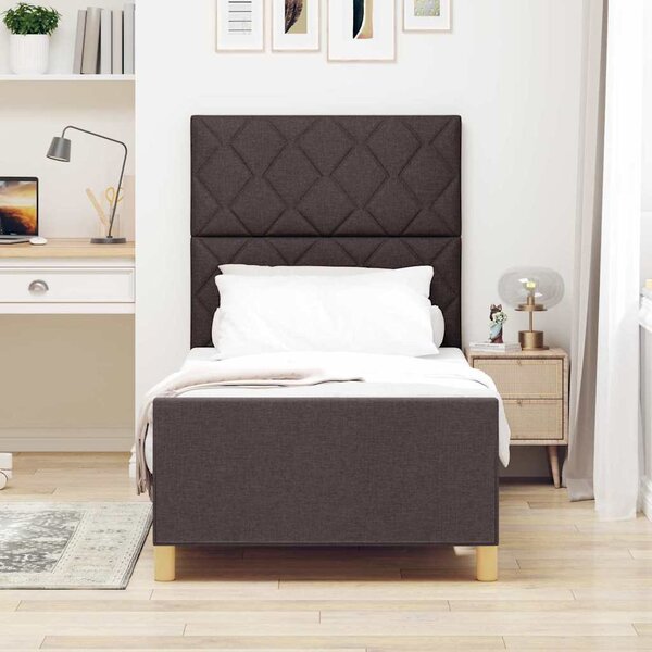 Rám postele s čelo Tmavě hnědá 90 x 190 cm textil 3344770