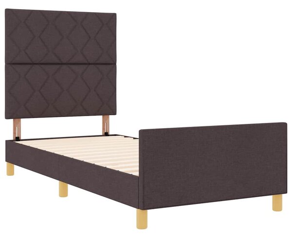 Rám postele s čelo Tmavě hnědá 90 x 190 cm textil 3344770