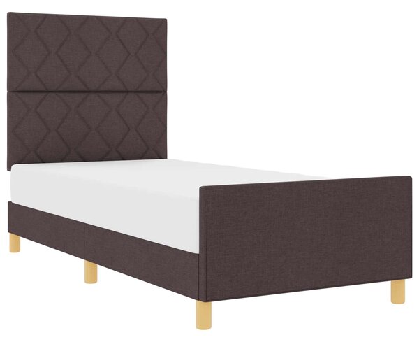 Rám postele s čelo Tmavě hnědá 90 x 190 cm textil 3344770