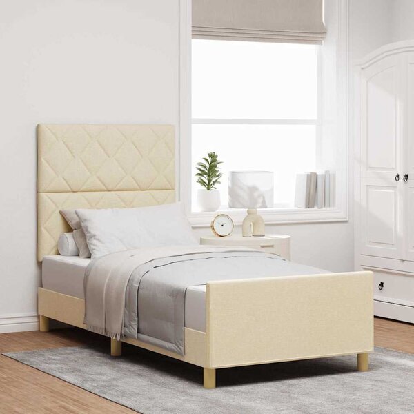 Rám postele s čelo Krémová 90 x 200 cm textil 3344779