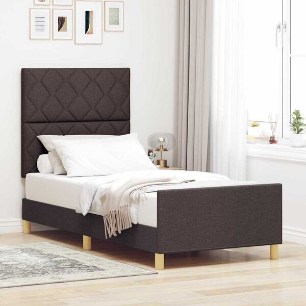 Rám postele s čelo Tmavě hnědá 90 x 190 cm textil 3344770