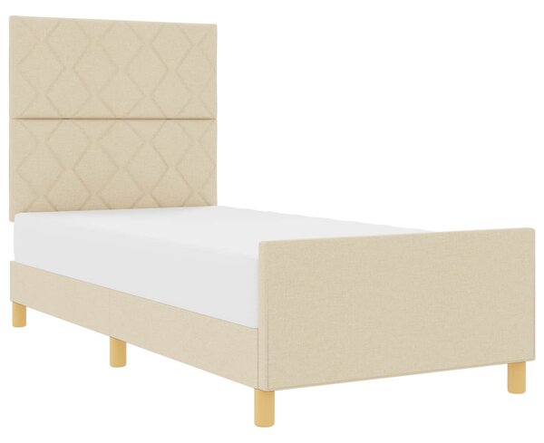 Rám postele s čelo Krémová 90 x 200 cm textil 3344779
