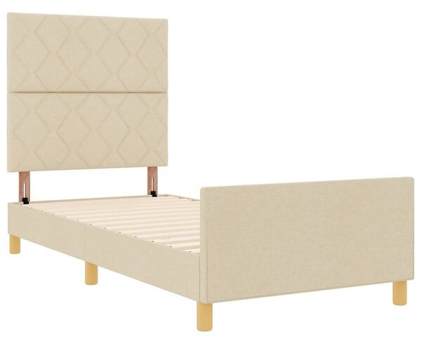 Rám postele s čelo Krémová 90 x 200 cm textil 3344779