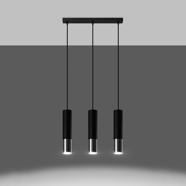 Sollux Lighting Závěsné svítidlo LOOPEZ 3L černé/chromové