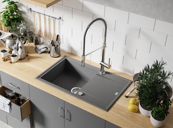 Laveo Megalo, kuchyňský dřez 790x490x230 mm, šedá, LAV-SBE_511T