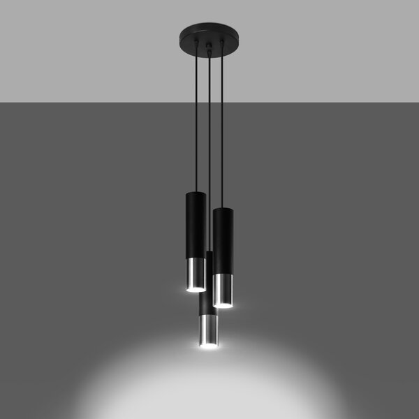 Sollux Lighting Závěsné svítidlo LOOPEZ 3P černé/chromové