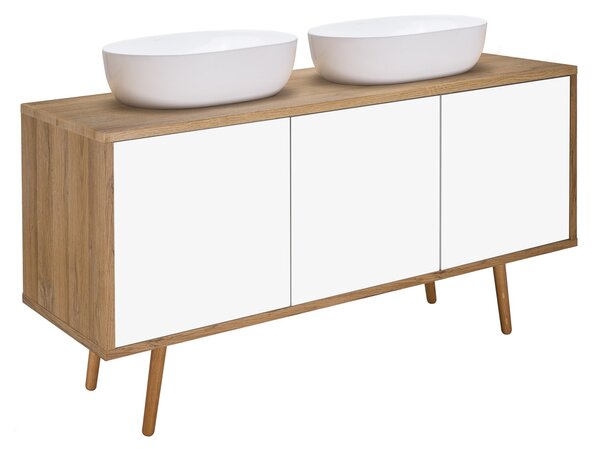 Oltens Hedvig skříňka 140x45x49.7 cm pod umyvadlo závěsná bílá-dub 60205060