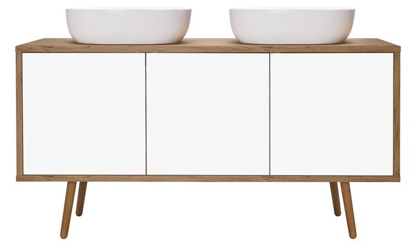 Oltens Hedvig skříňka 140x45x49.7 cm pod umyvadlo závěsná bílá-dub 60205060