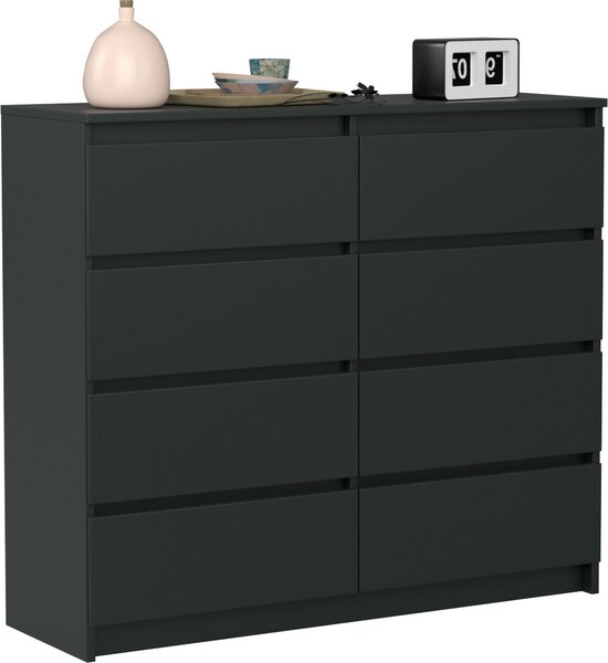 VBChome Komoda s 8 zásuvkami černá 120 x 39 x 105 cm Komoda bez úchytek dřevěná víceúčelová skříň víceúčelová skříň do předsíně ložnice