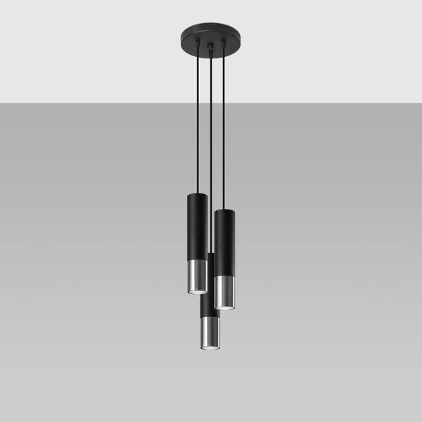 Sollux Lighting Závěsné svítidlo LOOPEZ 3P černé/chromové