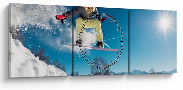 Obraz - Snowboardista (s hodinami) (90x30 cm)