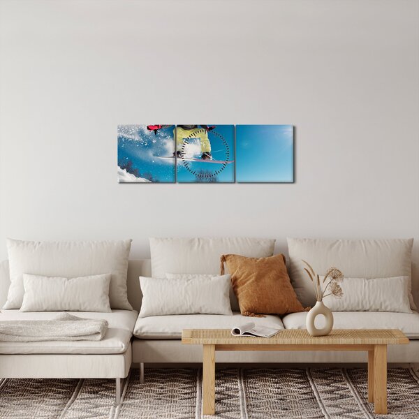 Obraz - Snowboardista (s hodinami) (90x30 cm)