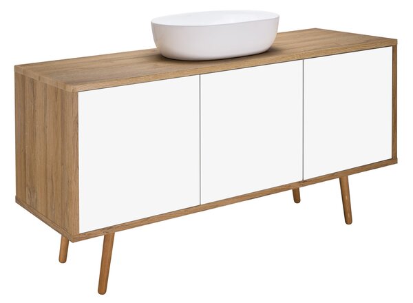 Oltens Hedvig skříňka 140x45x49.7 cm pod umyvadlo závěsná bílá-dub 60205060