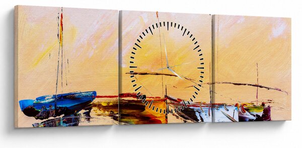 Obraz - Malba lodí (s hodinami) (90x30 cm)