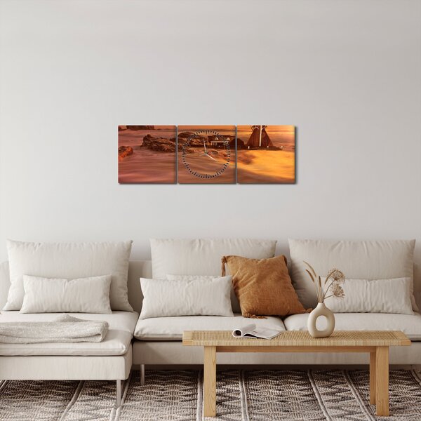 Obraz - Západ slunce (s hodinami) (90x30 cm)