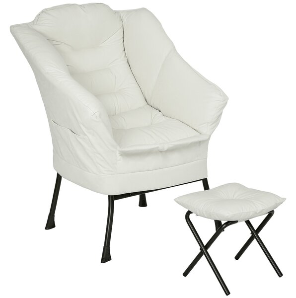 HOMCOM Recliner do Obývacího Pokoj s Ottomany Relaxační Křeslo pro Ložnici s Bočními Kapsami a Ocelovými Nohami Krémové | Aosom