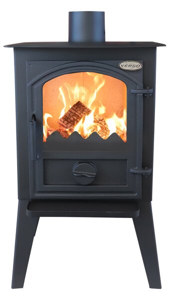 Sporák Retro model 1 LL s litinovými dvířky, energetická účinnost A 7,7 kW, 530 x 410 x 877 mm s niklovou rukojetí nebo trubkovým madlem