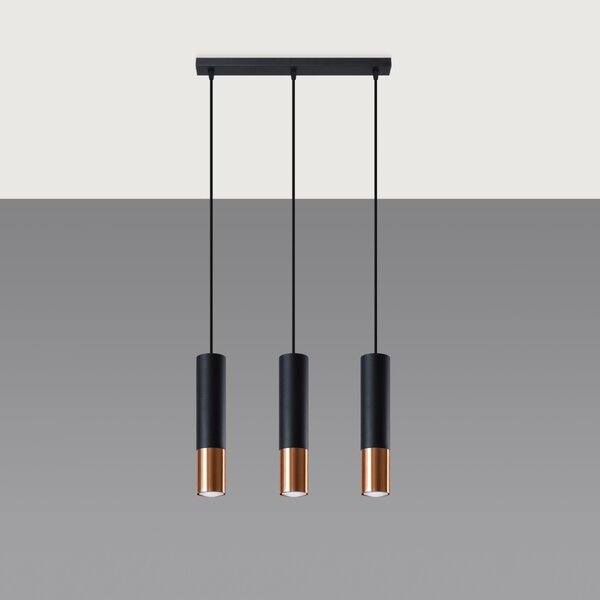 Sollux Lighting Závěsné svítidlo LOOPEZ 3L černá/měď