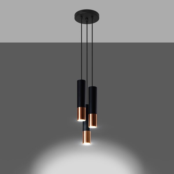 Sollux Lighting Závěsné svítidlo LOOPEZ 3P černá/měď