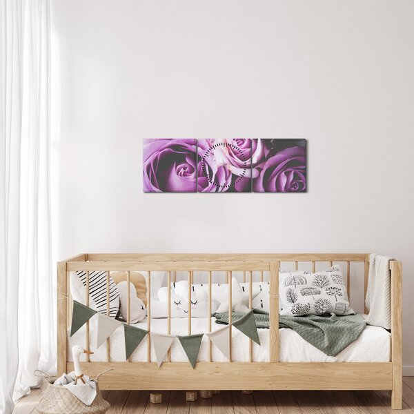 Obraz - Růžičky (s hodinami) (90x30 cm)