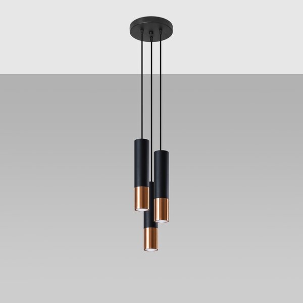 Sollux Lighting Závěsné svítidlo LOOPEZ 3P černá/měď
