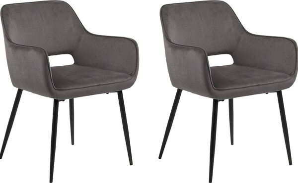 Sametová jídelní židle Smuk Aelin Dark Grey - 2 kusy