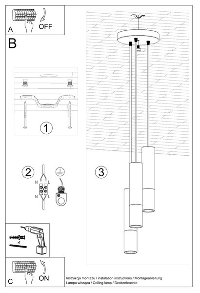 Sollux Lighting Závěsné svítidlo LOOPEZ 3P černá/měď