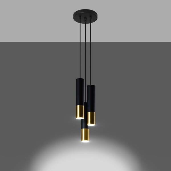 Sollux Lighting Závěsné svítidlo LOOPEZ 3P černá/zlatá