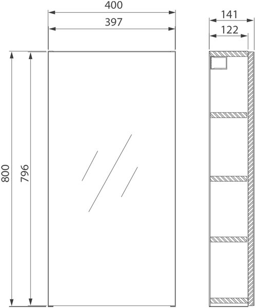 Cersanit City skříňka 40x14.1x80 cm se zrcadlem bílá S584-022-DSM