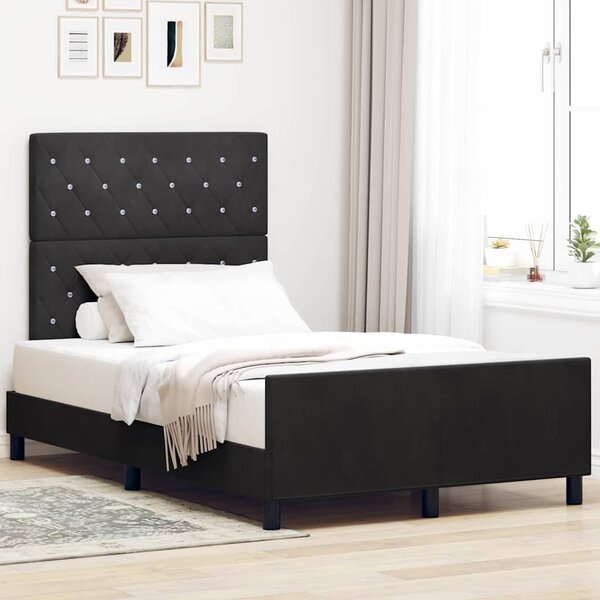 Postel s boxspringem s čelo Černá 120 x 200 cm samet 3344863