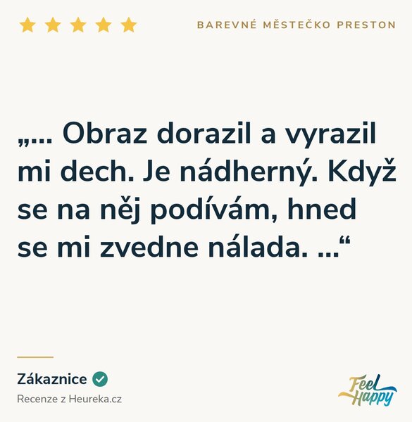 Obraz na plátně - Barevné městečko Preston FeelHappy.cz Rozměr obrazu (Šířka x Výška): 120 x 40 cm