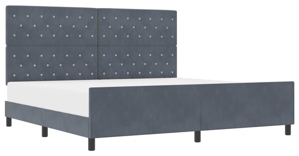 Postel s boxspringem s čelo Tmavě šedá 200 x 200 cm samet 3344898