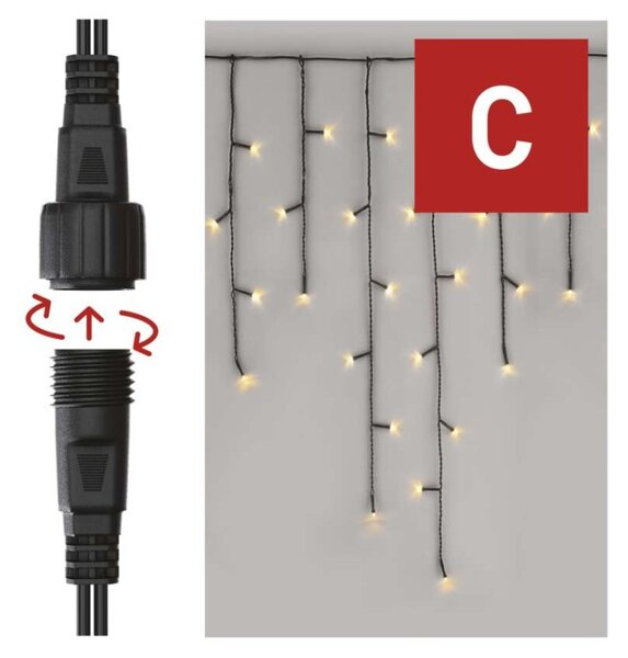 EMOS Standard LED spojovací vánoční řetěz – rampouchy, 2,5 m, venkovní, teplá bílá