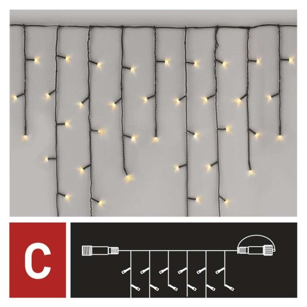 EMOS Standard LED spojovací vánoční řetěz – rampouchy, 2,5 m, venkovní, teplá bílá