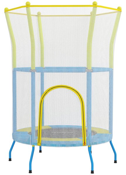 Dětský trampolína AIYAPLAY Ø140x190 cm pro děti ve věku 3-6 let se síťkou a měkčenými tyčemi, nosnost 45 kg, pro vnitřní použití, vícebarevný | Aosom