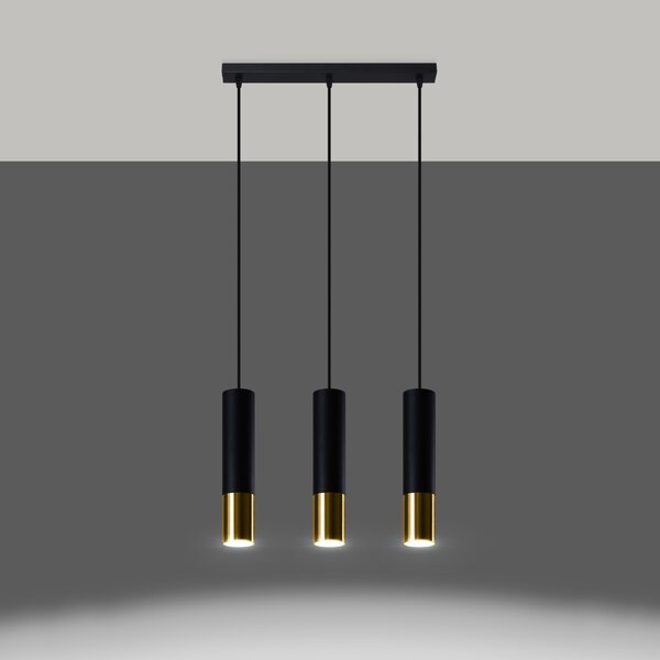 Sollux Lighting Závěsné svítidlo LOOPEZ 3L černá/zlatá