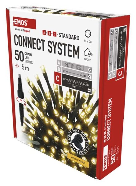 EMOS Standard LED spojovací vánoční řetěz, 5 m, venkovní i vnitřní, teplá bílá