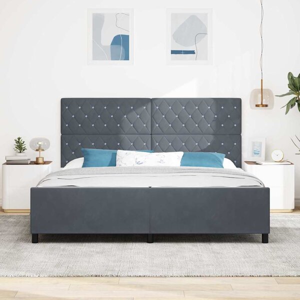 Postel s boxspringem s čelo Tmavě šedá 200 x 200 cm samet 3344898