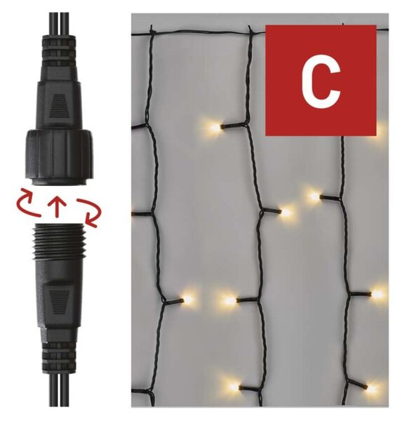 EMOS Standard LED spojovací vánoční řetěz – záclona, 1x2 m, venkovní, teplá bílá