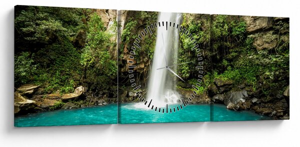 Obraz - Vodopád (s hodinami) (90x30 cm)
